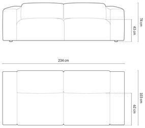 Antracitszürke kanapé 234 cm Cruz – Micadoni Home