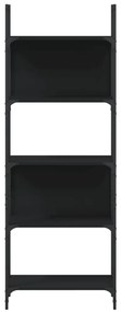 5 szintes fekete szerelt fa könyvespolc 60,5x24x166,5 cm