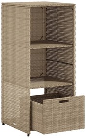 bézs polyrattan kerti tárolószekrény 50 x 55 x 115 cm