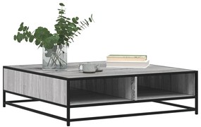 szürke sonoma szerelt fa és fém dohányzóasztal 100 x 100 x 30cm