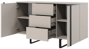 Verica 150 cm-es komód három fiókkal - kasmír / fekete lábak