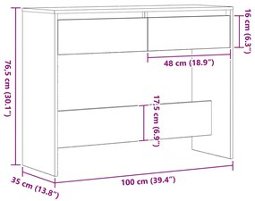 Fekete Tölgy Konzolasztal - 100x35x76.5 cm - Mérnöki Fa