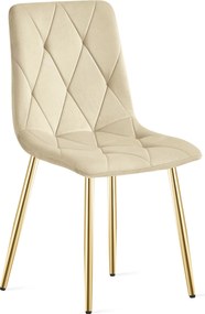 Világos bézs bársony étkezőszék LIBRA arany lábakkal