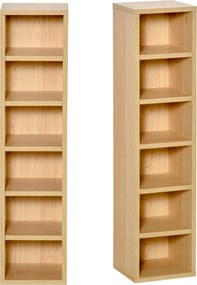 HOMCOM 2 db-os Oszlop Polc CD-DVD Tárolószekrény 6 + 6 Rekesz, mérete 21L x 19W x 88H cm, Maximális Kapacitás 160 CD, Bézs Szín | Aosom