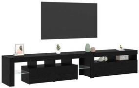 TV szekrény 2 db LED fényekkel Fekete tölgy Mérnöki fa