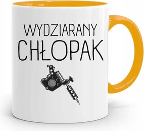 Sárga Bögre Fiúnak Kitűzött Fiú nyomott mintával