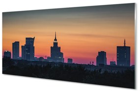 Akrilkép Sunset panoráma Varsó 100x50 cm 2 fogas