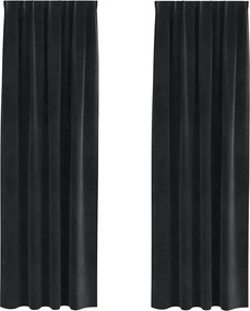 vidaXL Sötétítő függönyök 2 pcs Fekete 140 x 245 cm Bársony