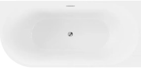 Mexen Mia, szabadon álló sarokkád, jobb, 170 x 80 cm, fehér-fekete, króm túlfolyó, 52691708075P-01