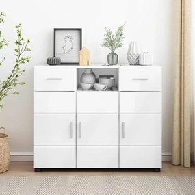 Széf fiókkal Magasfényű fehér 88.5 x 30.5 x 73 cm Faanyag