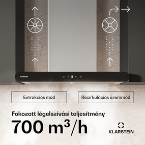 Klarstein CurveVent páraelszívó, 700 m³/h, Touch, LED, 110 W, EEK A+
