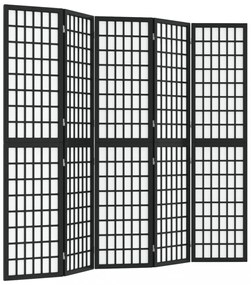 5 paneles fekete japán stílusú összecsukható paraván 200x170 cm