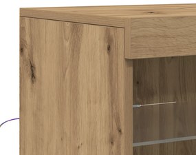 LED világítással ellátott oldalszekrény, kézműves tölgy 41x37x67 cm