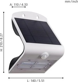 Eglo 98757 -LED napelemes lámpa érzékelővel LAMOZZO LED/3,2W/3,7V 2000 mAh IP54