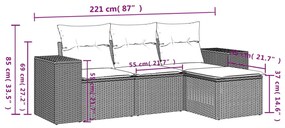 4 részes barna polyrattan kerti ülőgarnitúra párnákkal