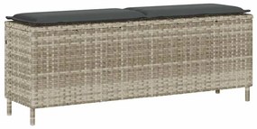 vidaXL világosszürke polyrattan kerti pad párnával 110x30x40,5 cm