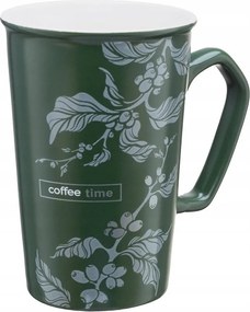 Porcelán bögre 420 ml zöld, ezüst ágakkal 1 db