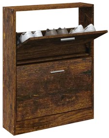 füstös tölgy színű szerelt fa cipősszekrény 59x17x81 cm