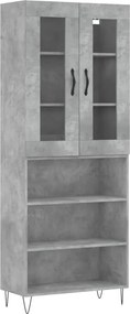 vidaXL betonszürke szerelt fa magasszekrény 69,5 x 34 x 180 cm