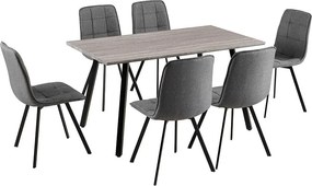 Catini LANDON Étkezőgarnitúra 6x szék + asztal, szürke/sötétszürke