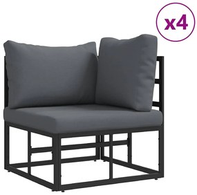 Kerti Kanapé Szett 12 pcs Fekete Fém