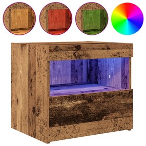 Éjjeli szekrény LED világítással 2 db Régi fa 50x40x45 cm