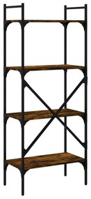 4 szintes füstös tölgy színű fa könyvespolc 56x31,5x138,5 cm