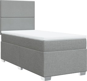 vidaXL világosszürke szövet rugós ágy matraccal 100 x 200 cm