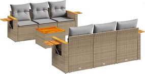 vidaXL 7 részes bézs polyrattan kerti ülőgarnitúra párnákkal
