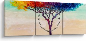 Egy festett fa képe (órával) (90x30 cm)