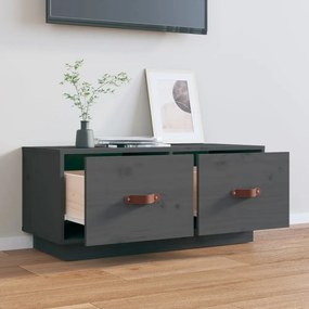 szürke tömör fenyőfa TV-szekrény 80 x 34 x 35 cm