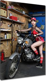 Vászonkép 80x120 Csaj a motoron