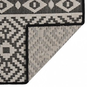 fekete csíkos lapos szövésű kültéri szőnyeg 80 x 250 cm