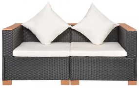 fekete polyrattan kerti kanapé