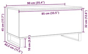 antik fa színű szerelt fa dohányzóasztal 90 x 44,5 x 45 cm