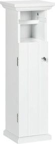 Kleankin Fürdőszobai Szekrény WC Papírtartóval, Helytakarékos Tárolás Fából, mérete: 21,5L x 17,8W x 66,5H cm, Fehér | Aosom