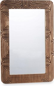 Fali Tükör Akasztós Nagy Téglalap Alakú Fa Barna Keret 60 X 90 CM