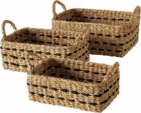 Bokar Bézs Tengerifű Fonott Kosár Szett 3 db 38X26X20,5 CM