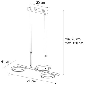 Modern fekete függőlámpa LED-del, 3 fokozatban szabályozható, 3 lámpás - Vivé