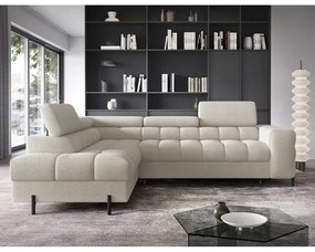 Krémszínű buklé kinyitható-tárolóhelyes sarokkanapé (bal oldali-L alakú) Ferucce – ELTAP