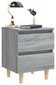 szürke sonoma színű éjjeliszekrény tömör falábakkal 40x35x50 cm