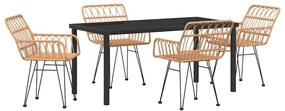vidaXL Kert étkező szett 5 pcs Barna Porszórt acél