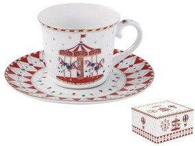 R2S.1106CHWO Porcelán teáscsésze+alj, 200ml, dobozban, Christmas Wonderland