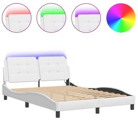 fehér ágykeret LED-ekkel matrac nélkül Zadar 140 x 200 cm