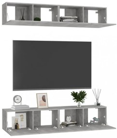 4 db betonszürke szerelt fa TV-szekrény 80 x 30 x 30 cm