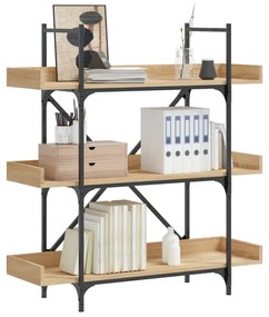 3-szintes sonoma tölgy szerelt fa könyvespolc 100x33x108,5 cm