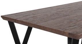 Egyedi Sötét Fa Asztal Fekete Lábazattal 140 x 80 cm BRAVO Beliani