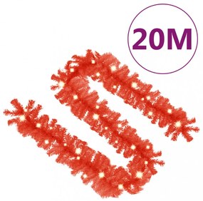 piros karácsonyi füzér LED-es izzókkal 20 m