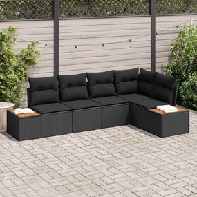 Kerti Kanapé Szett 5 pcs Fekete 264 x 154 x 85 cm Poli rattan
