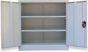 szürke kétajtós acél irodai szekrény 90 cm